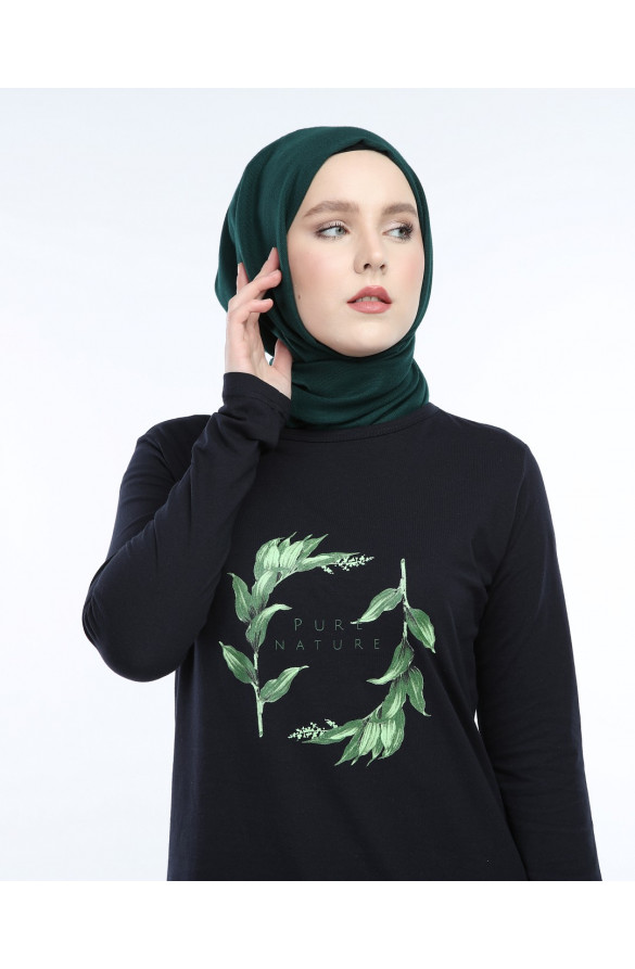 BASKILI BASİC TUNİK 6021LACİVERT